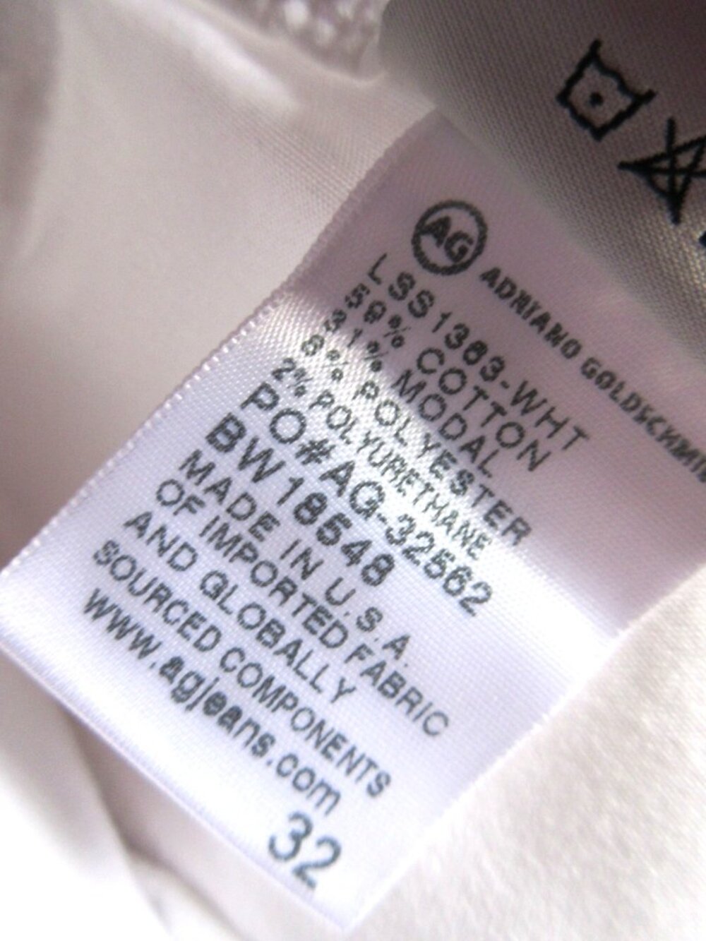 NWT AG Adriano Goldschmied Stilt in White Sateen Cigarette Crop Stretch Jeans 32 - Picture 7 of 8